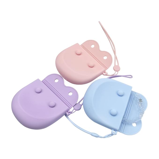 1PC Silicone Retainer Case with Lanyard, Cute Vent Holes Denture Box, Mouth Guard Case Travel Holder for Girls, Women, Men (Pink with Lanyard)