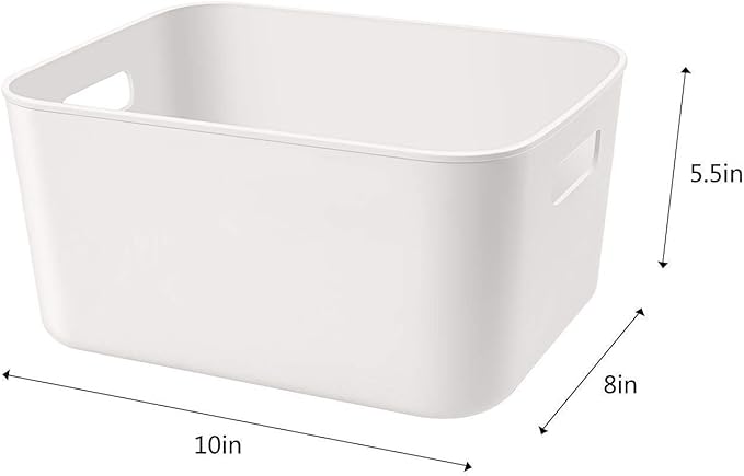 Amyup Set Of 6 Plastic Storage Bins,11×8.6×5.5" Versatile Kitchen Pantry Organization and Storage,for Plastic Storage Container Under Bed,Under Sink Bathroom Organizer (White,6 Pack Medium
