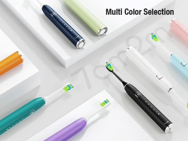 7AM2M Ultrasonic Electric Toothbrush with 6 Brush Heads for Adults&Kids, Type C Charging, One Charge for 120 Days, 5 Modes&40000VPM Powered Toothbrush, 2 Minutes Built in Smart Timer (Purple)