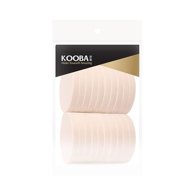 OWLFAVO 20pcs Makeup Powder Round Sponges Latex Free Disposable Beauty Blender Foam Cosmetic Applicator Facial Puffs for Flawless Foundation, Sensitive and All Skin Types