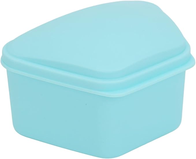Trapezoid Retainer Case, Mouth Guard Cases, Denture Case Partial Tooth Case Denture Box Denture Storage Boxes, Travel Portable Denture Bath Box for Home Office Blue