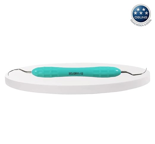 Osung 2CGR1-2 Gracey Dental Curette, Dental Curette Handle, Standard Curette, Autoclavable Silicone Instrument Handle, GR 11-12, Euro Style