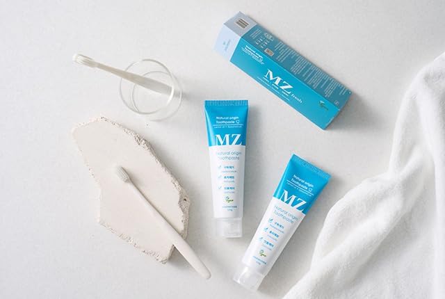 WISEMOTHER MZ Fresh Vegan Toothpaste 2-Pack – Fluoride-Free, SLS-Free Natural Mint Toothpaste with Lemon Oil & Xylitol, 120g Each, Fresh Breath & Healthy-Looking Gums