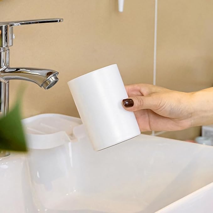 Non-Slip Bottom Couple Toothbrush Cup, Simple Bathroom Holder, Unbreakable Reusable Exquisite Toothbrush Holder (White&Grey)