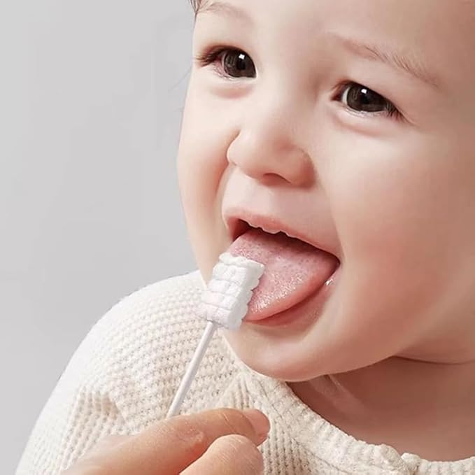 Baby Tongue Cleaner Newborn Toothbrush - Disposable Gauze Gum Cleaner Oral Cleaning Stick Dental Care for 0-36 Month(50PCS)