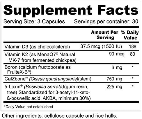 Wellness Resources Bone & Joint Helper with MenaQ7 Vitamin K2, CalZBone, 5-Loxin, FruiteX-B, Vitamin D3