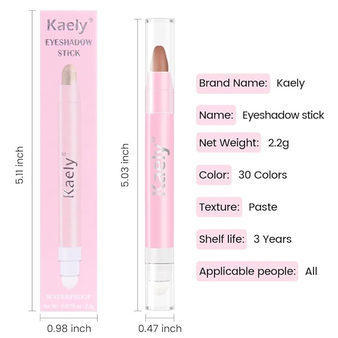 2-in-1 Cream Eyeshadow & Highlighter Stick, Waterproof Stone Brown Shimmer Eye Shadow Pencil for Women, Long-Lasting Pigmented Makeup, sombras para ojos 18