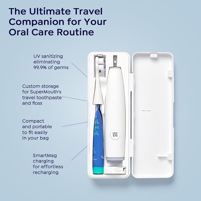 SuperMouth ULTIM8 SmartBrush™ System – Electric Toothbrush with Patented SuperBristles®, Sanitizing SmartHub®, Travel SmartCase®, Dual Sonic Modes, and Pressure Sensor – Rose Gold