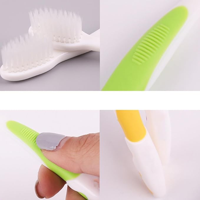 TOVINANNA 4Pcs Soft Bristle Training Toothbrushes with Anti-Slip Handle for Ages Oral Care Tool in Green Blue Yellow Red Comfortable Grip