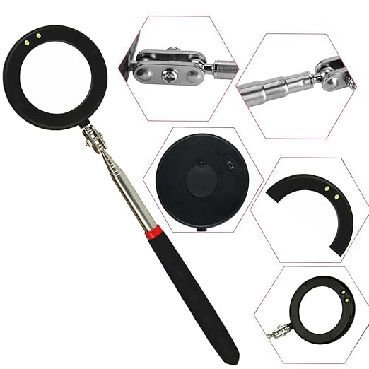 3pcs Telescoping Inspection Circular Mirror with 2 LED Inspection Mirror Mirror on a Stick extendable Mirror Automotive Mirror Large Inspection Mirror 360 Mirror