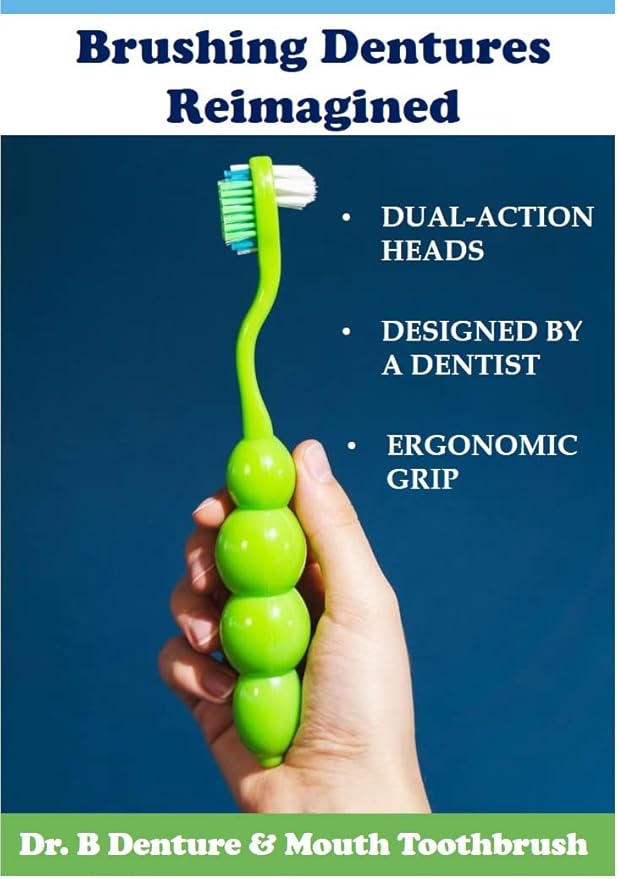 Dr. B Dental Solutions Denture Care Bundle | Cleanadent Denture & Gum Toothpaste (4 oz) + Ergonomic Toothbrush with Extra Soft Bristles | Ideal for Healthy Gums, Freshness & Stain Removal