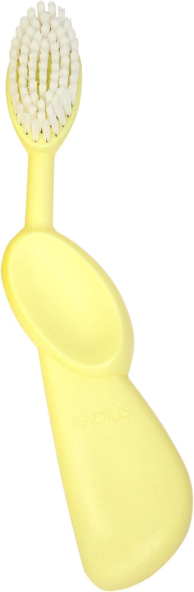 RADIUS Toothbrush Original Big Brush, BPA Free ADA Accepted - Right Hand - Lemon Yellow Brush with Lemon Yellow Case