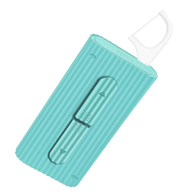 Dental Floss Portable Case, Storage 10 Picks Adult Floss in Box. The Best Tool for Cleaning Teeth and Oral Care. Portable Travel Floss is Perfect for Dinners, Dating, Travel, Hotels. (Blue)