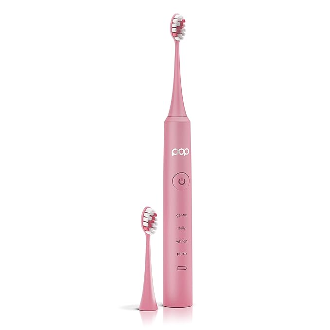 Pop Sonic Pro 2.0 Electric Toothbrush (Pink) Rechargeable Sonic Toothbrush with 45,000 Vibrations Per Minute & 4 Cleaning Modes for Adults & Kids with Long Lasting Dupont Nylon Bristles