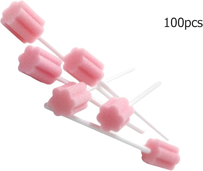 100 Pcs Disposables Orals Care Sponge Swabs Mouth Sponge on Stick Orals Care Sticks Mouth Swabs Tooth Tool