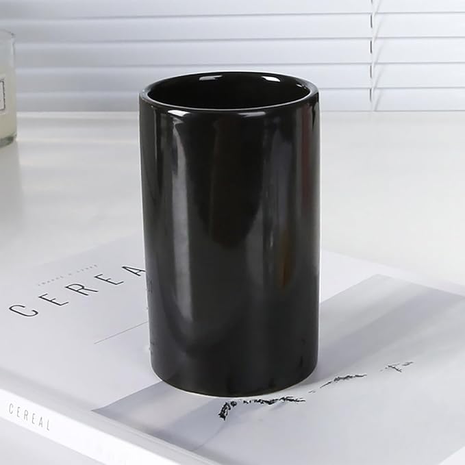 Black Ceramic Toothbrush Holders, Electric Toothbrush Holder for Toothbrushes and Toothpaste,Elegant Bathroom Toothbrush Cup(300ml)
