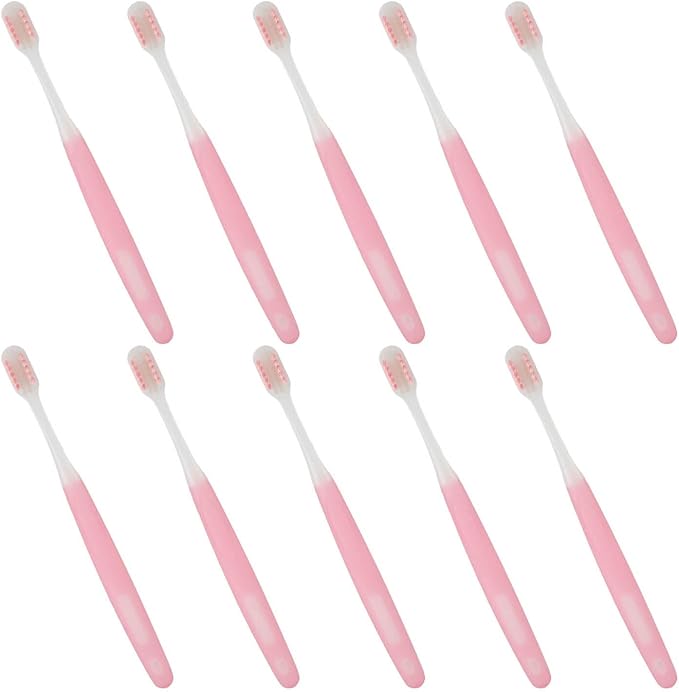 Semme Interdental Tooth Brush Cleaning Kit 10 Pcs Soft Rubber Handle Care Tools for Braces Wearers and Oral Health Pink