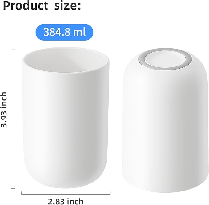 Toothbrush Cup 13oz Reusable Unbreakable Bathroom Tumbler 2 PCS, Easy to Clean Plastic Bathroom Cup Toothbrush Holders for Bathrooms Counter Organizer
