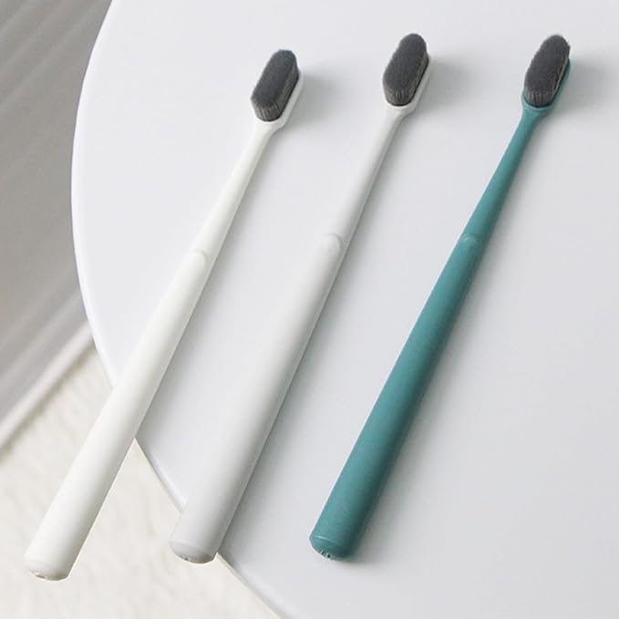 Adult Nylon Bristle Toothbrushes 2Pcs Portable Soft Manual Teeth Cleaning Tool for Travel and Daily Oral Care Random Color Random Color