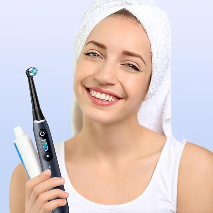 Brush Heads with Medium Bristles Compatible with Oral B IO 2/3/4/5/6/7/8/9/10/Deep Clean Electric Toothbrushes, Replacement Heads for IO (10 Black/White)