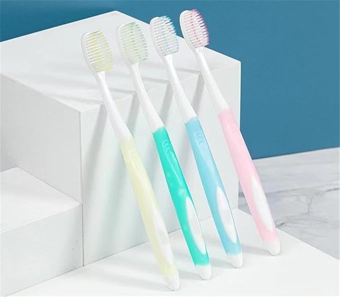Soft-bristled Toothbrush (Regular Size Head) with Box,Designed with Cone-Shaped bristles for periodontal Disease,Suitable for Sensitive Teeth and Gum Recession【Colors Vary, 4 Count】