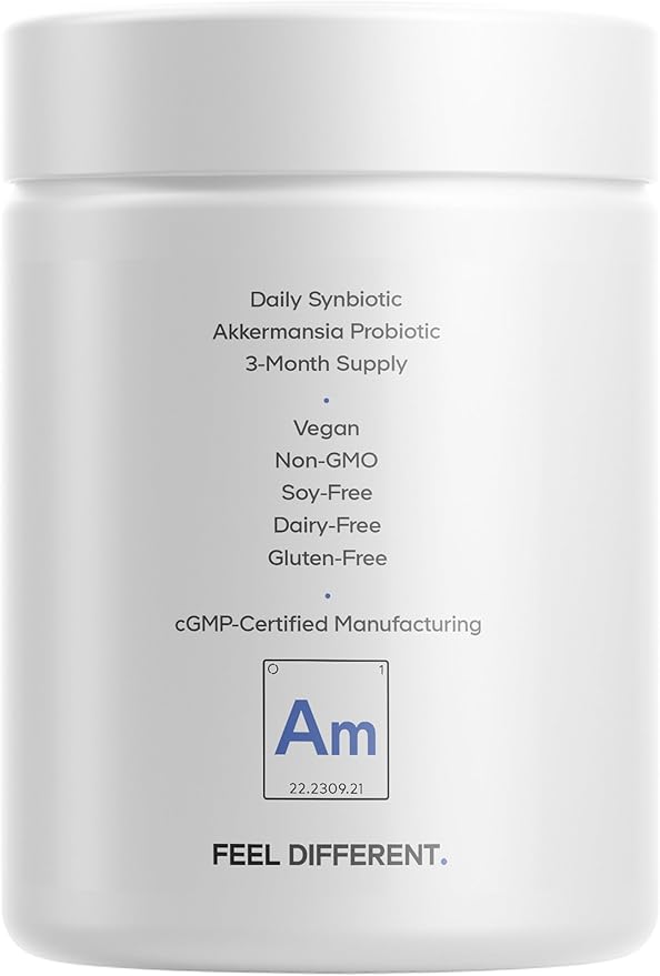 Codeage Akkermansia Muciniphila Probiotic Supplement - 3-Month Supply of Akkermansia & Chicory Inulin - Daily Synbiotic Probiotic Chicory Root - 100 Million AFUs - Gluten-Free - 90 Capsules