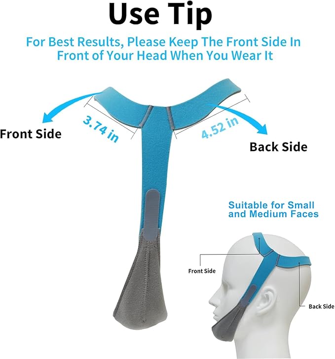 Anti Snoring Chin Strap for Men and Women, Comfortable Chin Strap for Cpap Users, Adjustable Stop Snoring Chin Strap Snoring Solution Chin Straps to Keep Mouth Closed While Sleeping (Blue)