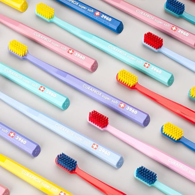 Curaprox CS 3960 Super Soft Toothbrush– Adult Gum and Tooth Care | Super Soft Curen® Filaments for Gentle Cleaning | Assorted Colours, Single Pack