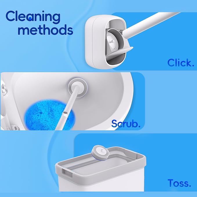 LFBEAR Disposable Toilet Brush Wand, Wall Mounted Toilet Cleaner Kit with Holder, 36 Refills Replacement Heads for Bathroom Cleaning(Only 36 Refills)