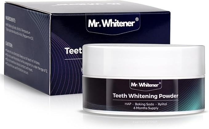 Teeth Whitening Powder 30g, Toothpaste Whitening Powder 6 Months Supply, Dentist-Approved & Enamel-Safe, Tea, Coffee, Wine, Smoking & Yellow Tooth Stain Removal Without Sensitivity, Fresh Mint Flavor