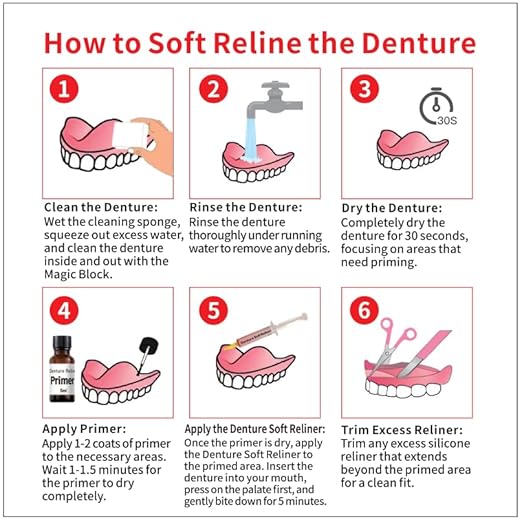Upper and Lower Denture Soft Reline Kit – Ideal for Loose, Ill-Fitting Dentures | Denture Reline Kit for Custom Fit, Long-Lasting Comfort and Stability