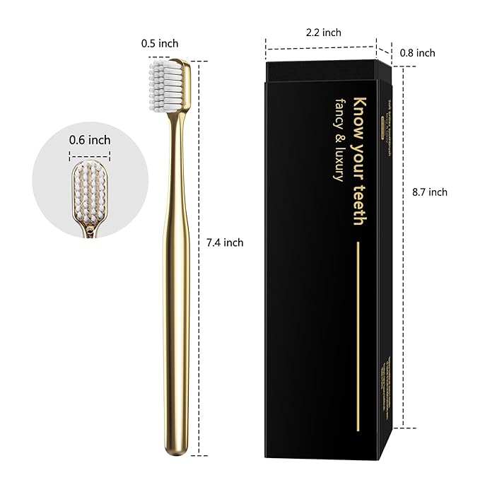 Z-VAPRESS Gold Color Toothbrush Soft Bristles Fancy Toothbrush Home Hospitality Travel Toothbrushes Luxury Gold Color Manual Toothbrushes