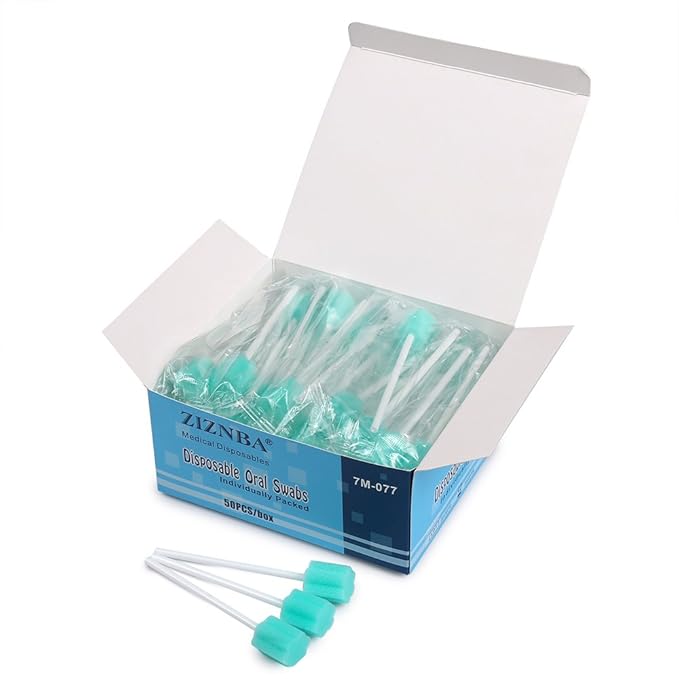 Disposable Mouth Swabs Sponge - Unflavored,Sterile Oral Swabs Dental Swabsticks for Mouth Cleaning (50PCS)