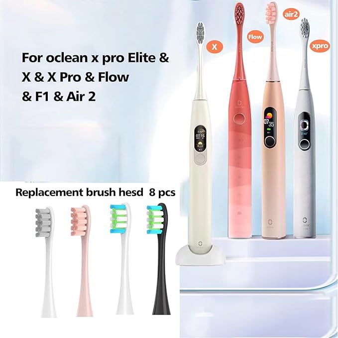 GTHUNDER 8Pcs Electric Toothbrush Heads Suitable for Oclean.with Hygienic Caps,Vacuum-Packed.Fits Adapted for All Oclean Models x pro Elite, X, X Pro,Flow,F1,Air 2(Black)