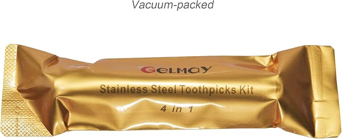 Portable Toothpicks Pocket Set, Dental Floss Picks, Reusable Flosser, Travel Tooth Picker, Flossers for Adults, Stainless Steel Teeth Cleaning Kit