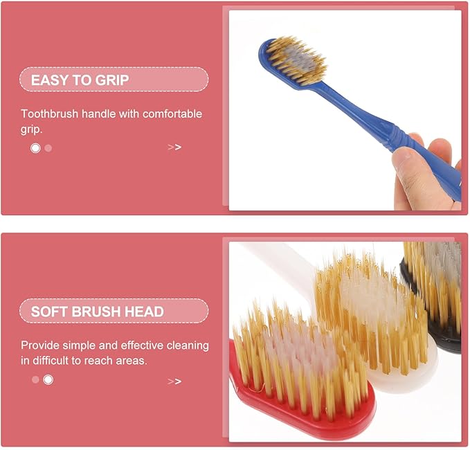 10Pcs Household Charcoal Toothbrushes Gentle Thin Bristles Oral Care Cleaning Brush Mixed Colors Comfortable Grip Non-Slip Handles for Bathroom Accessories