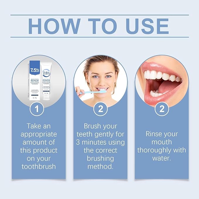 2Pcs 7.5% Hydroxyapatite Toothpastes for Enamel Protection and Tooth Strengthening, Stain Removal, Whitening Tooth, Gentle Mint, Fresh Breath, Daily Use for Oral Health