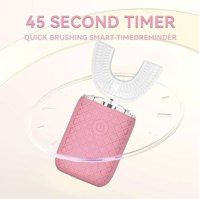 yeklike Adult Sonic Automatic Electric Toothbrush, 360° Oral Cleaning Stain Whitening, IPX7 Waterproof Rechargeable, u-Shape Brush Head*3+Straight Handle Brush Head*2