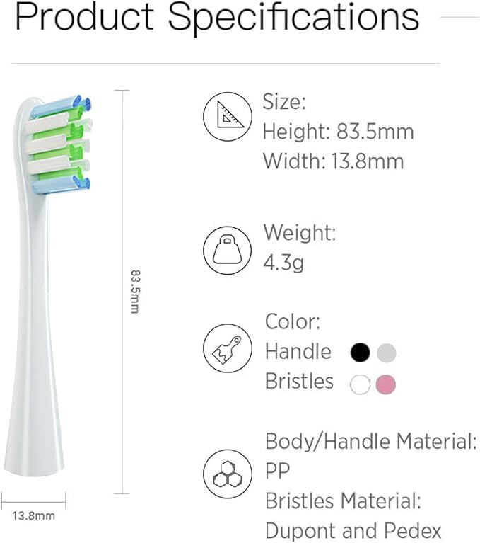 GTHUNDER 8Pcs Electric Toothbrush Heads Suitable for Oclean.with Hygienic Caps,Vacuum-Packed.Fits Adapted for All Oclean Models x pro Elite, X, X Pro,Flow,F1,Air 2(White)