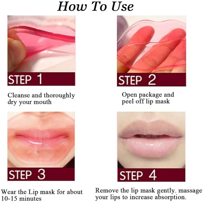 Lip Mask, 30PCS Collagen Crystal Pink Care Gel Pads, Moisturizing Anti-Wrinkle Anti-Aging Firm Hydrate Lips, Remove Dead Skin Fine Lines Moisture Essence Make Your Dry Lip Attractive Sexy