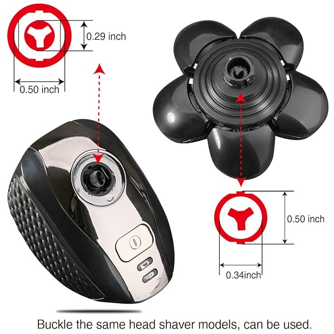 FOXSONIC Universal 6 Blade Replacement Heads for Mainstream Shaver Brands, Bald Shaver Replacement Heads with Blade Cover (Black)