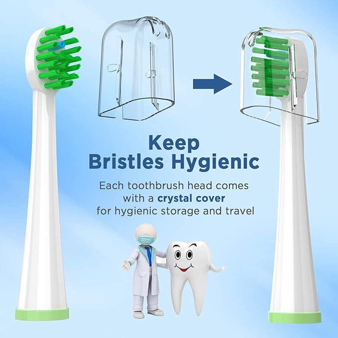 Replacement Toothbrush Heads for All Waterpik Sonic Fusion Models (SF-01, SF-02, SF-03, and SF-04 Series), Compact, with Covers, 10 Count, White
