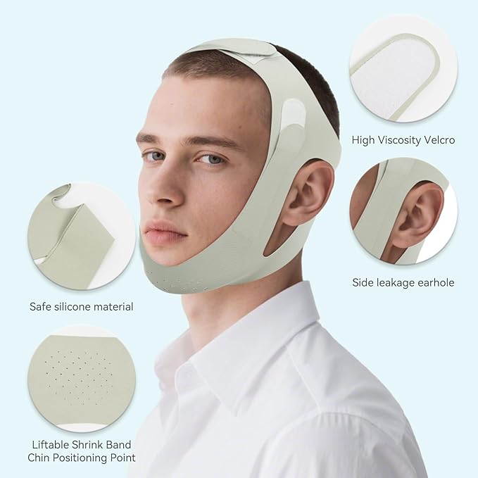 Anti Snore Chin Strap, Snore Stopper with Adjustable Velcro Chin Strap for Sleeping Comfortable Stop Snoring Solution Anti Snoring Devices Breathable and Reusable (Two Couple Outfits) (L)