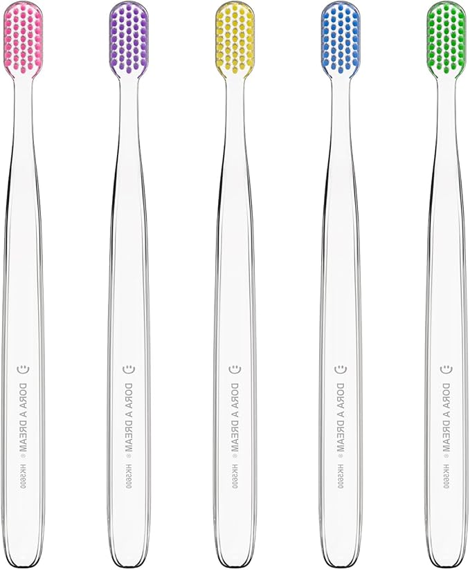 10PCS Dentist-Recommended Soft Crystal Toothbrushes for Adults,Ultra-Soft Bristles Manual Toothbrush Pack for Gentle Plaque Removal & Gum Care, Includes (4 Colors)