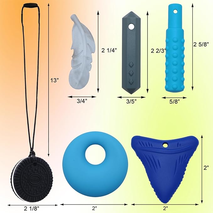 Chew Necklaces for Sensory Kids, Sensory Toys for Kids with Autism, ADHD, SPD, Chewing, Autism Sensory Products Reduce Adult Anxiety Fidgeting