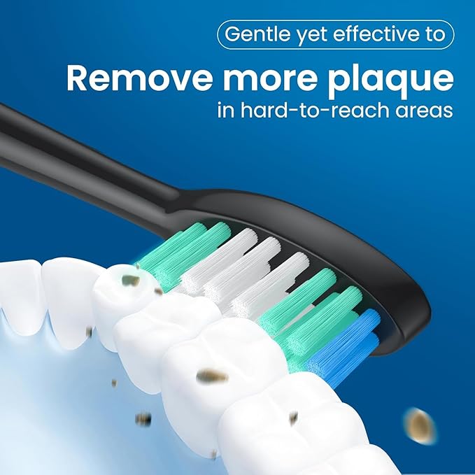 Replacement Toothbrush Heads 16 Pack Compatible with AquaSonic Black Series, Vibe Series, and Duo Series Pro Electric Toothbrush, Black