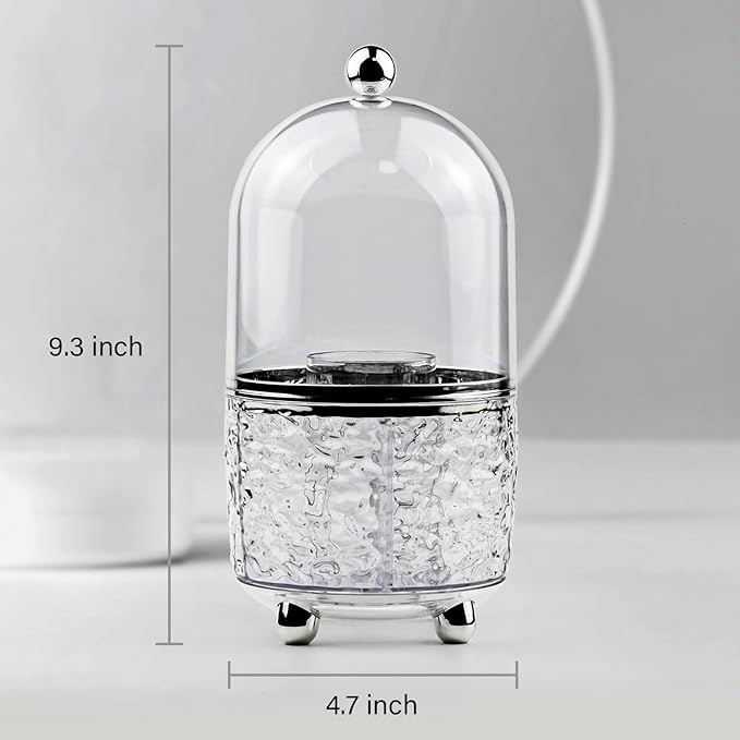 Makeup Brush Holder with Lid 360 Rotating Make up Brushes Storage for Vanity, Waterproof & Dustproof (Greyish-Green)
