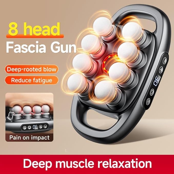 16-Drive 8-Head Massage Gun Set, New Upgrade Massage Gun with 8 Heads, 3 Modes & 30 Levels for Relaxation and Muscle Relief