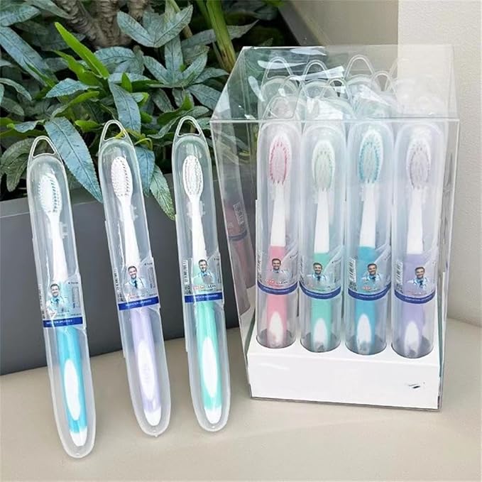 Soft Toothbrushes with Box (Regular Size Head), Periodontist Design Tapered Bristles for Sensitive Teeth & Receding Gums (5 Pack, Colors May Vary)