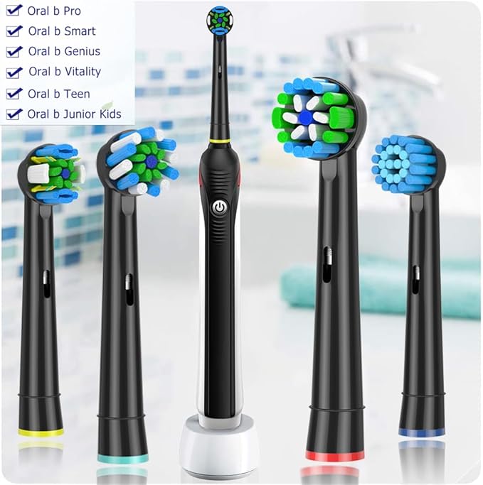 Replacement Toothbrush Heads Compatible with Braun Oral b 7000/Pro 1000/9600/ 5000/3000/8000/Genius and Smart Electric Toothbrush (black-8pcs)